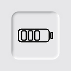 Battery vector simple icon. Flat desing. Neumorphism design.ai