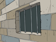 Prison Window, Prison Bars. Unfreedom. A Powerful Wall, Politics And Justice