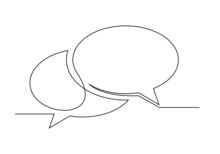 Continuous Drawing Of One Line Of An Speech Bubble. Web Concept. Speech Bubble Isolated On A White Background. Vector Illustration