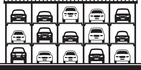 Wall Mural - Multilevel  hydraulic car parking - vector illustration