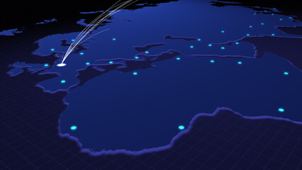 Poster - Global connectivity from Paris, France to other major cities around the world. Technology and network connection, trading and traveling concept. World map element furnished by NASA