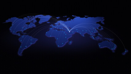 Poster - Global connectivity from Riyadh to other major cities around the world. Technology, network connection, trading, and traveling concept. World map element furnished by NASA
