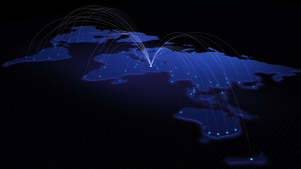 Poster - Global connectivity from Riyadh to other major cities around the world. Technology, network connection, trading, and traveling concept. World map element furnished by NASA
