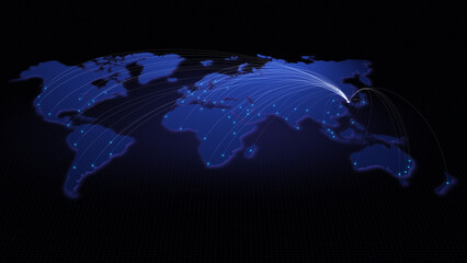 Poster - Global connectivity from Seoul, South Korea to other major cities around the world. Technology and network connection, trading and traveling concept. World map element furnished by NASA