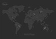 World map, design dark blackboard background vector