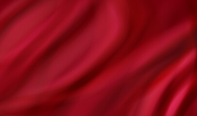Abstract Red silk fabric realistic textile 3d illustration background