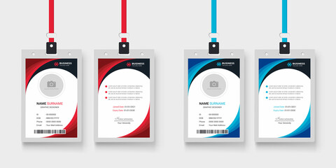 Wall Mural - modern and simple corporate office employee identity card template with two color variation bundle