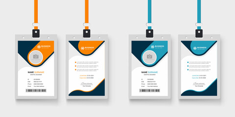 Wall Mural - clean and simple corporate company employee id card design with two color variation bundle