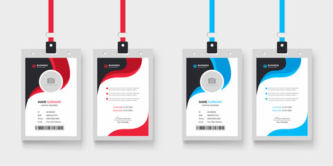 Wall Mural - modern and minimalist layout id card template | two color variation office employee id card design b
