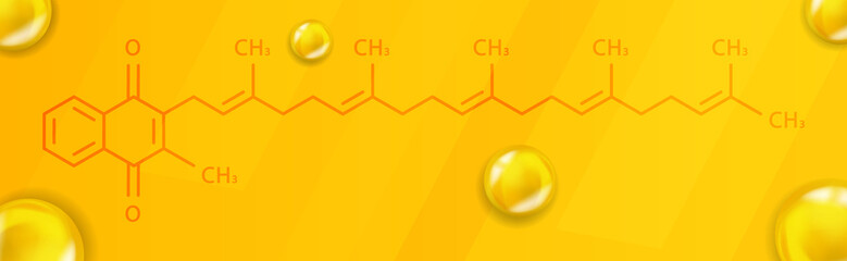 Wall Mural - Vitamin K2 chemical formula. Vitamin K2 Realistic chemical molecular structure