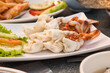 Fresh cooked lump crab meat or  Crab Meat Seafood for food menu illustrations, background or wallpaper