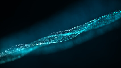 Poster - Abstract luxurious, premium glittering blue particles grid motion background floating in cyberspace background