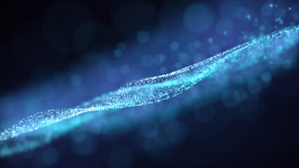 Poster - Abstract luxurious, premium glittering blue particles grid motion background floating in cyberspace background