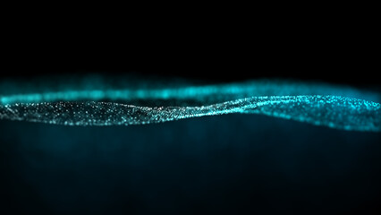Poster - Abstract luxurious, premium glittering blue particles grid motion background floating in cyberspace background