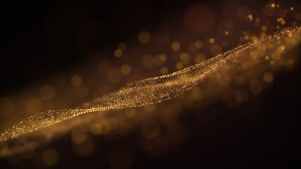 Poster - Abstract luxurious, premium gold glittering flowing particles wave motion background