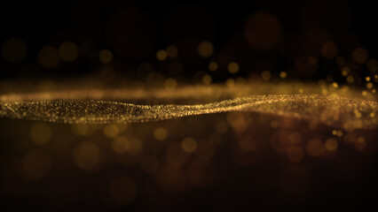 Aufkleber - Abstract luxurious, premium gold glittering flowing particles wave motion background