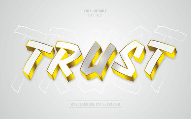 text effect trust theme style with white and gold color