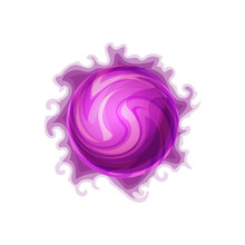 Planet Of Purple Fire Isolated Alien Confectionery World Cartoon Icon. Vector Choco Outer Space Globe, Yummy Atmosphere Habitable Planet. Tasty Sphere, Ui Game Design Element, User Interface Object