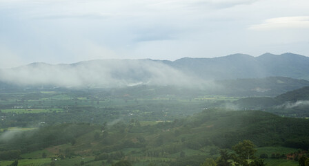 Wall Mural - Aerial view of endless lush pastures of CHIANGRAI. View of Mae Ngoen Subdistrict Chiang Saen District Chiang Rai.