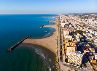 Wall Mural - Aerial drone view of Playa de Cunit on sunny winter day, Tarragona, Spain