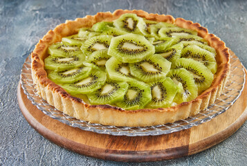 Poster - Cream pie with lemon and kiwi. French gourmet cuisine