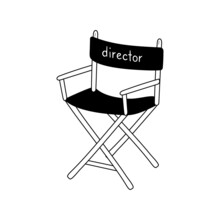 Movie director chair doodle line icon. Film director chair isolated doodle drawing element. Vector illustration