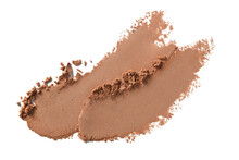 Bronzer, Brown Eye Shadow, Face Powder Swatch. Nude Color Makeup Texture. Crushed Eyeshadow Isolated On White Background