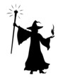 Silhouette of mage with staff