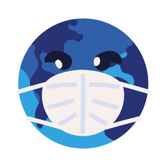 Sticker - planet with medical mask