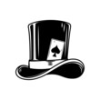 Illustration of vintage hat with ace of spades. Design element for logo, label, sign, poster, card. Vector illustration
