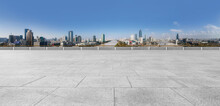 Empty Square And Chinese Modern City Buildings Background