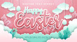 Happy easter editable text style effect with paper cut style.