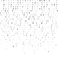 Wall Mural - binary code zero one matrix white background. technology connection digital data abstract background