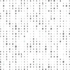 Wall Mural - binary code zero one matrix white background. technology connection digital data abstract background
