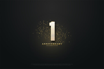 Wall Mural - 1st anniversary background with number illustration..