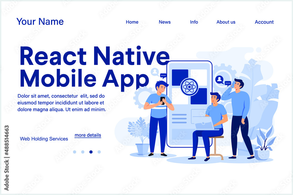 react native mobile apps development concept with modern flat style ...