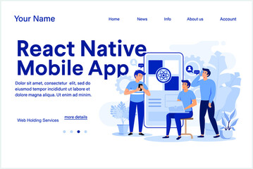 react native mobile apps development concept with modern flat style