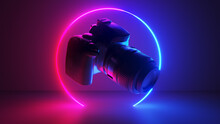 3d Rendered Illustration Of A Neon Style Camera