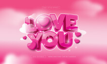 Pink Love You Text Effect Editable