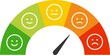 Customer satisfaction meter with three emoticons icon vector for graphic design, logo, website, social media, mobile app, UI illustration