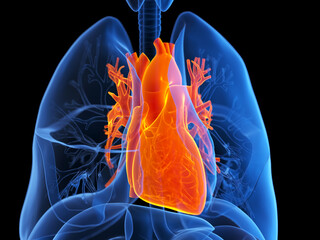 3d rendered illustration of the human heart and lung