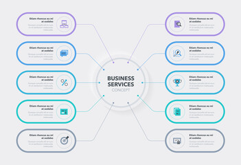 Wall Mural - Modern business services concept with ten stages. Easy to use for your website or presentation.