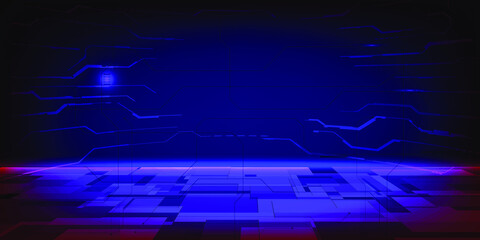 Wall Mural - Vector illustrations of cyperpunk with horizon space futuristic and science fiction technology game and tech advertising artwork.