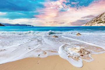 Wall Mural - Summer beach in Greece. Myrtos beach in Kefalonia.