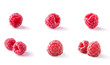 set of Ripe juicy raspberry isolated on white background