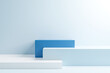 blue podium on blue background, minimal concept,  showcase for product. 3D render