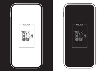 Wall Mural - mobile phone black and white mockup design. vector smartphone template with frameless screen.