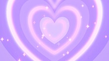Looped Cartoon Purple Hearts Pattern With Glowing Sparkles Animation.