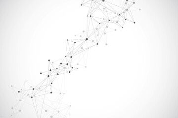 Wall Mural - technology abstract background with connected line and dots. big data visualization. artificial inte