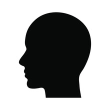 Human Head Profile Black Shadow Silhouette Vector Illustration Isolated On White Background. Head Icon.